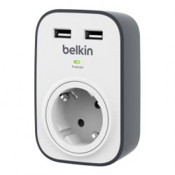 Bloc prise 2,4 A parafoudre Belkin 1 prise monobloc 2 ports USB Produit neuf.