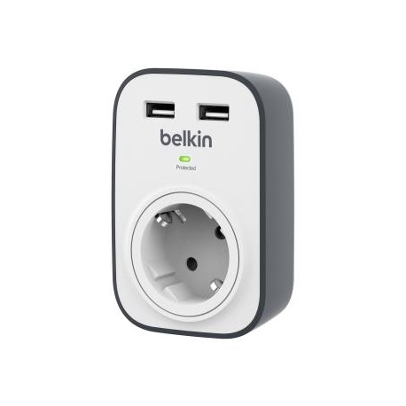 Bloc prise 2,4 A parafoudre Belkin 1 prise monobloc 2 ports USB Produit neuf.