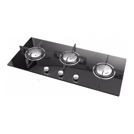 TABLE DE CUISSON VERRE ROSIERES - 3 GAZ - 5250W - RGV93SFSPN